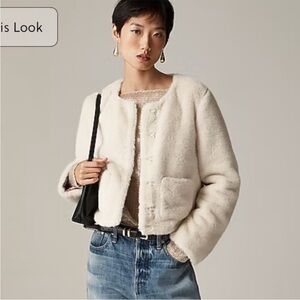 J. crew jacket natural Faux-fur lady shortcropped to waist